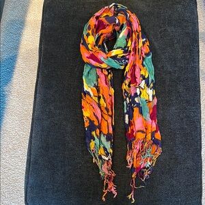Red and Pink Artistic Wrap with Fringe